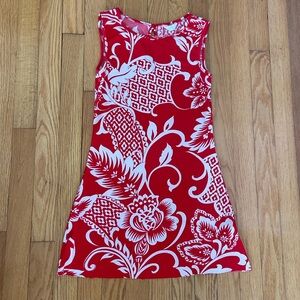 Matty M Red and White Sleeveless Vibrant Raw Edge Top